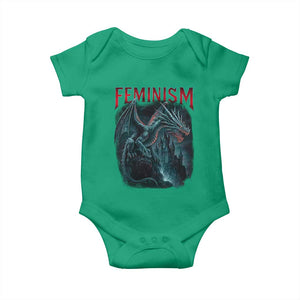 Feminism Dragon Baby Onesie Retro Vintage Gothic Fantasy Castle Feminist Empowerment TS10 Irish Green Print Your Wear