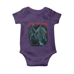 Feminism Dragon Baby Onesie Retro Vintage Gothic Fantasy Castle Feminist Empowerment TS10 Purple Print Your Wear