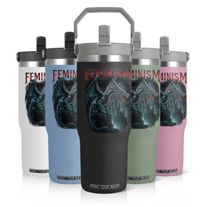 Feminism Dragon Flip Straw Tumbler Retro Vintage Gothic Fantasy Castle Feminist Empowerment TS10 Print Your Wear