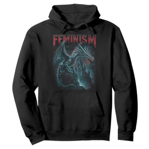 Feminism Dragon Hoodie Retro Vintage Gothic Fantasy Castle Feminist Empowerment TS10 Black Print Your Wear