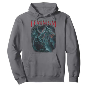 Feminism Dragon Hoodie Retro Vintage Gothic Fantasy Castle Feminist Empowerment TS10 Charcoal Print Your Wear