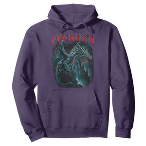 Feminism Dragon Hoodie Retro Vintage Gothic Fantasy Castle Feminist Empowerment TS10 Purple Print Your Wear