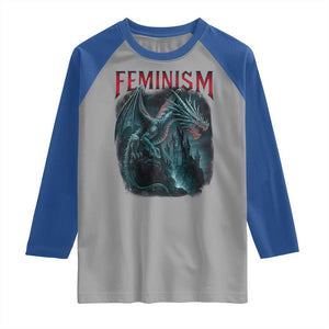Feminism Dragon Raglan Shirt Retro Vintage Gothic Fantasy Castle Feminist Empowerment TS10 Sport Gray Royal Print Your Wear