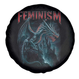 Feminism Dragon Spare Tire Cover Retro Vintage Gothic Fantasy Castle Feminist Empowerment TS10 Print Your Wear