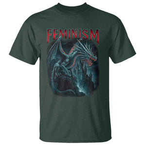 Feminism Dragon T Shirt Retro Vintage Gothic Fantasy Castle Feminist Empowerment TS10 Dark Forest Green Print Your Wear