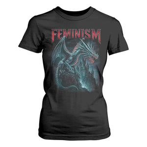 Feminism Dragon T Shirt For Women Retro Vintage Gothic Fantasy Castle Feminist Empowerment TS10 Black Print Your Wear