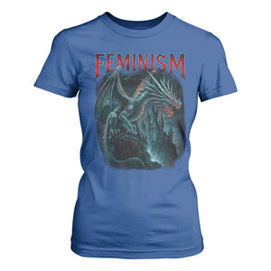 Feminism Dragon T Shirt For Women Retro Vintage Gothic Fantasy Castle Feminist Empowerment TS10 Royal Blue Print Your Wear