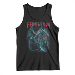 Feminism Dragon Tank Top Retro Vintage Gothic Fantasy Castle Feminist Empowerment TS10 Black Print Your Wear
