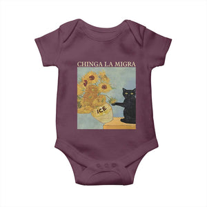 Chinga la Migra Baby Onesie Subtle FDT Black Cat Meme Van Gogh Art TS10 Maroon Print Your Wear
