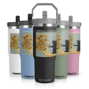Chinga la Migra Flip Straw Tumbler Subtle FDT Black Cat Meme Van Gogh Art TS10 Print Your Wear