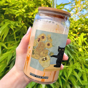 Chinga la Migra Glass Can Subtle FDT Black Cat Meme Van Gogh Art TS10 Black Print Your Wear