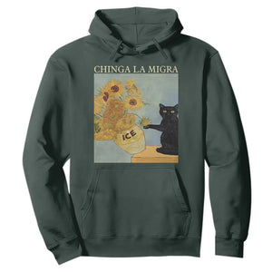 Chinga la Migra Hoodie Subtle FDT Black Cat Meme Van Gogh Art TS10 Dark Forest Green Print Your Wear