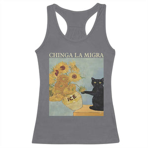 Chinga la Migra Racerback Tank Top Subtle FDT Black Cat Meme Van Gogh Art TS10 Charcoal Print Your Wear