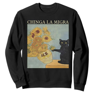 Chinga la Migra Sweatshirt Subtle FDT Black Cat Meme Van Gogh Art TS10 Black Print Your Wear