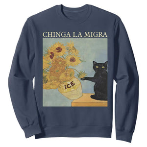 Chinga la Migra Sweatshirt Subtle FDT Black Cat Meme Van Gogh Art TS10 Navy Print Your Wear