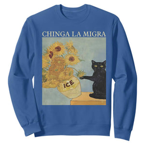 Chinga la Migra Sweatshirt Subtle FDT Black Cat Meme Van Gogh Art TS10 Royal Blue Print Your Wear