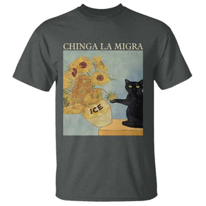 Chinga la Migra T Shirt - Subtle FDT Black Cat Meme Van Gogh Art Political Protest Tee TS10 Dark Heather Print Your Wear