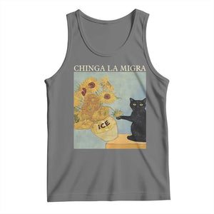 Chinga la Migra Tank Top Subtle FDT Black Cat Meme Van Gogh Art TS10 Black Heather Print Your Wear