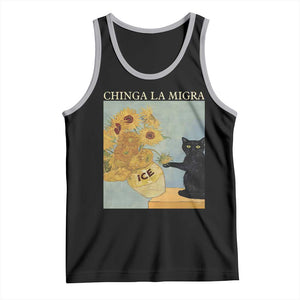 Chinga la Migra Tank Top Subtle FDT Black Cat Meme Van Gogh Art TS10 Black Athletic Heather Print Your Wear