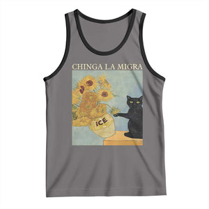 Chinga la Migra Tank Top Subtle FDT Black Cat Meme Van Gogh Art TS10 Deep Heather Black Print Your Wear