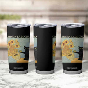 Chinga la Migra Tumbler Cup Subtle FDT Black Cat Meme Van Gogh Art TS10 Print Your Wear