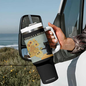 Chinga la Migra Tumbler With Handle Subtle FDT Black Cat Meme Van Gogh Art TS10 Print Your Wear