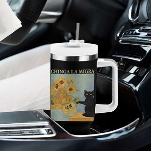 Chinga la Migra Tumbler With Handle Subtle FDT Black Cat Meme Van Gogh Art TS10 Print Your Wear