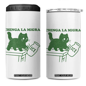 Chinga la Migra 4 in 1 Can Cooler Tumbler Funny Subtle FDT Cat Meme TS10 One Size: 16 oz White Print Your Wear