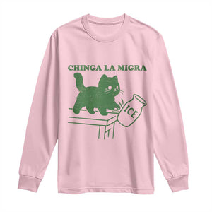 Chinga la Migra Long Sleeve Shirt Funny Subtle FDT Cat Meme TS10 Light Pink Print Your Wear
