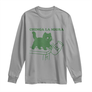 Chinga la Migra Long Sleeve Shirt Funny Subtle FDT Cat Meme TS10 Sport Gray Print Your Wear