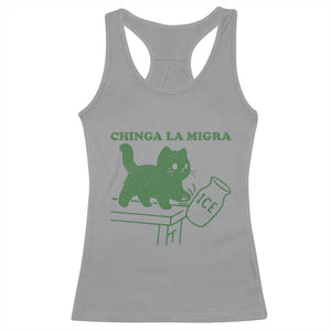 Chinga la Migra Racerback Tank Top Funny Subtle FDT Cat Meme TS10 Sport Gray Print Your Wear