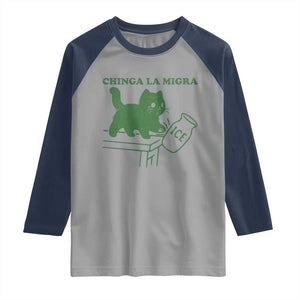 Chinga la Migra Raglan Shirt Funny Subtle FDT Cat Meme TS10 Sport Gray Navy Print Your Wear
