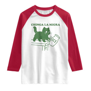 Chinga la Migra Raglan Shirt Funny Subtle FDT Cat Meme TS10 White Red Print Your Wear