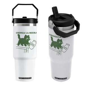 Chinga la Migra Flip Straw Tumbler Funny Subtle FDT Cat Meme TS10 One Size: 30 oz White Print Your Wear