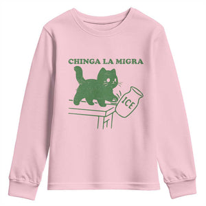 Chinga la Migra Youth Sweatshirt Funny Subtle FDT Cat Meme TS10 Light Pink Print Your Wear