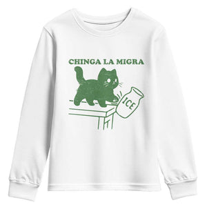Chinga la Migra Youth Sweatshirt Funny Subtle FDT Cat Meme TS10 White Print Your Wear