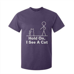 Hold On I See A Cat T Shirt For Kid Funny Cat Person Stick Figure Graphic TS10 Purple Print Your Wear