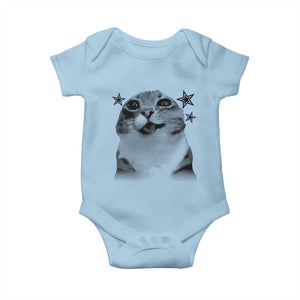 Funny Y2k Cat Meme Baby Onesie Vintage Retro Silly Cats Cats lover Gift TS10 Light Blue Print Your Wear