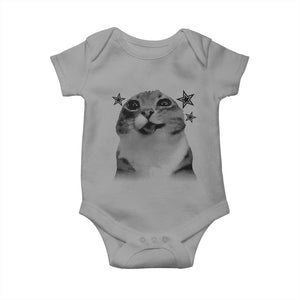 Funny Y2k Cat Meme Baby Onesie Vintage Retro Silly Cats Cats lover Gift TS10 Sport Gray Print Your Wear