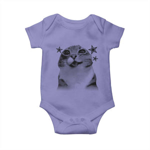 Funny Y2k Cat Meme Baby Onesie Vintage Retro Silly Cats Cats lover Gift TS10 Violet Print Your Wear