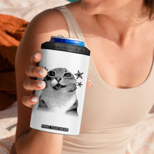 Funny Y2k Cat Meme 4 in 1 Can Cooler Tumbler Vintage Retro Silly Cats Cats lover Gift TS10 Print Your Wear