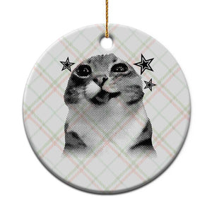 Funny Y2k Cat Meme Ceramic Ornament Vintage Retro Silly Cats Cats lover Gift TS10 1pc Christmas Plaid Print Your Wear