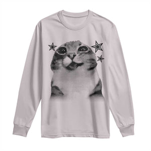 Funny Y2k Cat Meme Long Sleeve Shirt Vintage Retro Silly Cats Cats lover Gift TS10 Ice Gray Print Your Wear