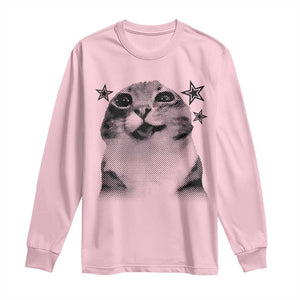 Funny Y2k Cat Meme Long Sleeve Shirt Vintage Retro Silly Cats Cats lover Gift TS10 Light Pink Print Your Wear