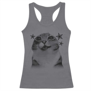 Funny Y2k Cat Meme Racerback Tank Top Vintage Retro Silly Cats Cats lover Gift TS10 Charcoal Print Your Wear