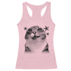 Funny Y2k Cat Meme Racerback Tank Top Vintage Retro Silly Cats Cats lover Gift TS10 Light Pink Print Your Wear