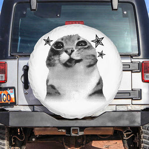 Funny Y2k Cat Meme Spare Tire Cover Vintage Retro Silly Cats Cats lover Gift TS10 No hole White Print Your Wear