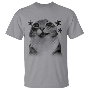 Funny Y2k Cat Meme T Shirt Vintage Retro Silly Cats Cats lover Gift TS10 Sport Gray Print Your Wear