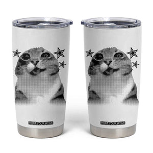 Funny Y2k Cat Meme Tumbler Cup Vintage Retro Silly Cats Cats lover Gift TS10 White Print Your Wear