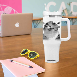 Funny Y2k Cat Meme Tumbler With Handle Vintage Retro Silly Cats Cats lover Gift TS10 Print Your Wear